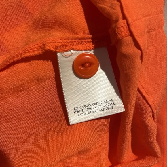 Anthropologie Maeve Tangerine Orange Short Sleeve Button Down Size Small S - Picture 8 of 10